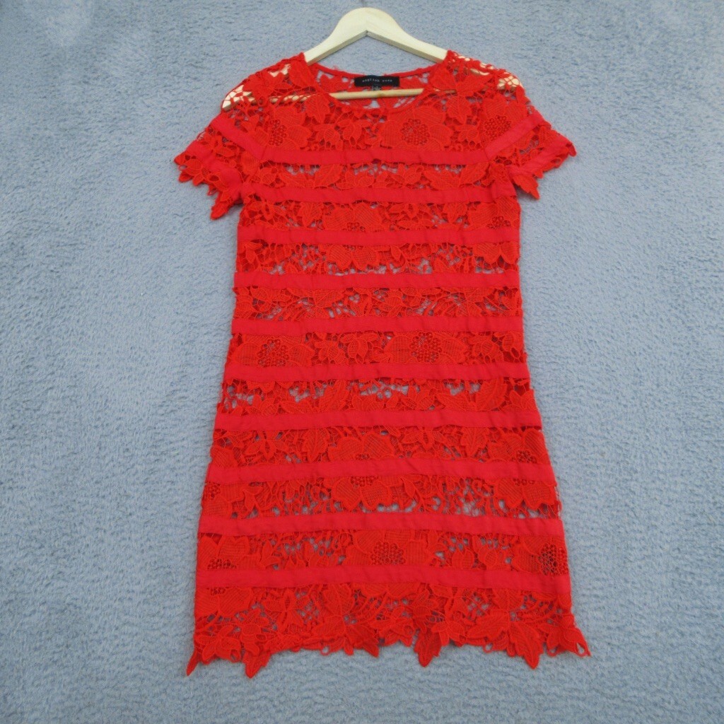 English Rose Dress Women S Red Crochet Sheer Boho Chic Festival Summer  Travel | eBay
