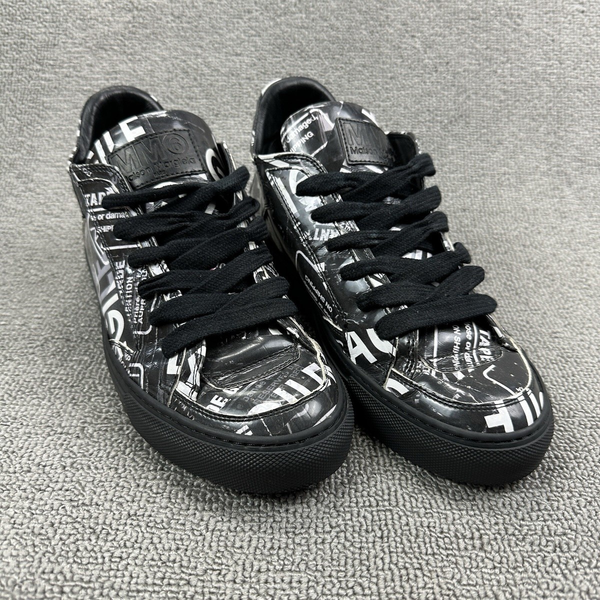 Maison Margiela Shoes Womens 38 US 8 Black AOP MM6 Low Top Lace 