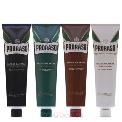 Proraso Shaving Cream, Eucalyptus Menthol, Sandlewood 150ml Tube Assorted 4 Pack