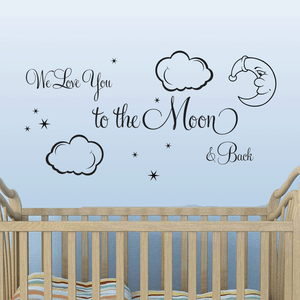 Baby Wall Sticker Quote We Love You To Moon Child Nursery Bedroom Image Is Loading Baby Wall Sticker Quote We Love You To