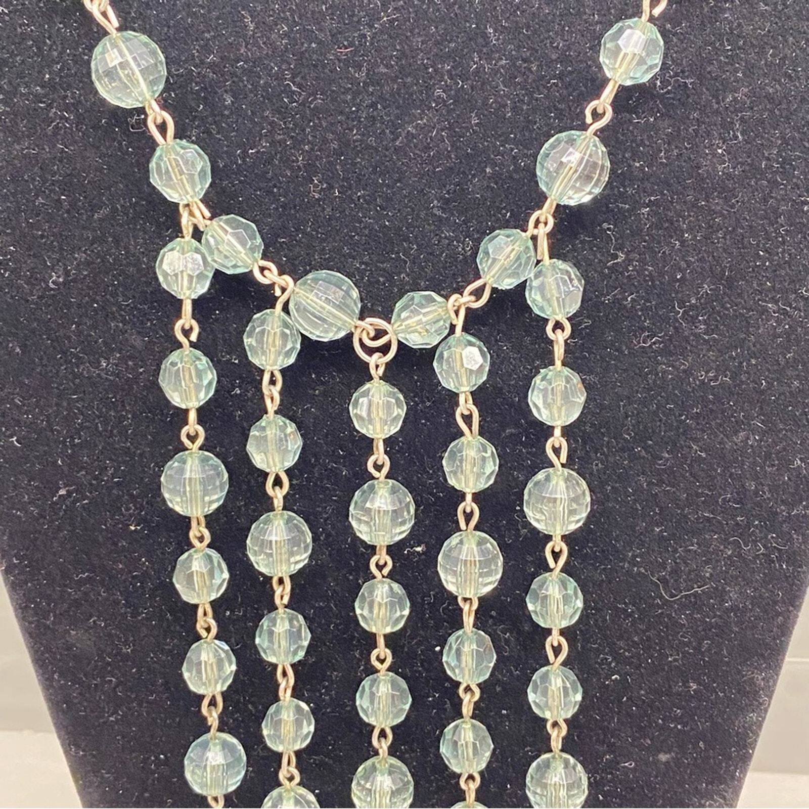 Multi strand waterfall beaded Statement necklace … - image 2