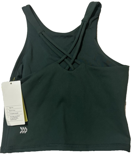 NWT Girls All In Motion Size XL 14 Dark Green Crop Tank Top Built In Bra - Picture 3 of 3