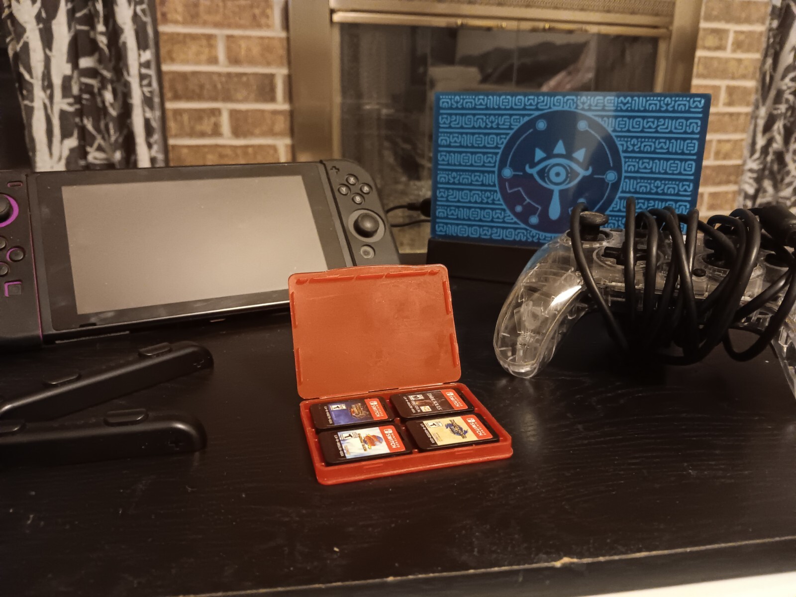 nintendo switch, rgb pro controller, 4 games, Light up dock accessory.-image