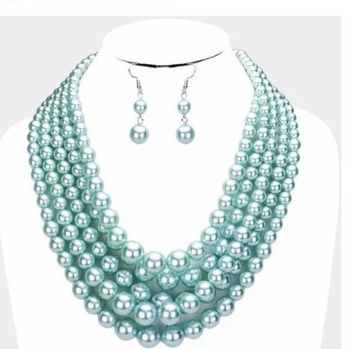 Light Blue Chunky Statement Pearl Multi 