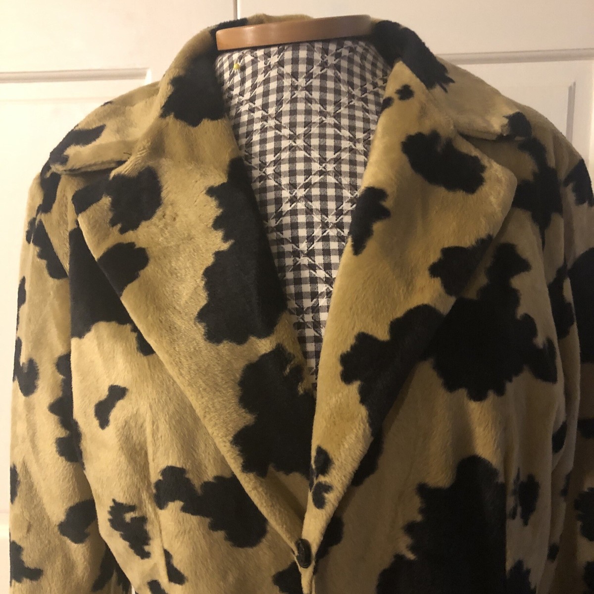 Gothic Brand Faux Fur Cow Print Length Small Retro Coat Animal 