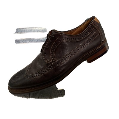 Johnston & Murphy Men 9.5 Sheep Skin Flex Derby Wingtip Brogue Brown Leather