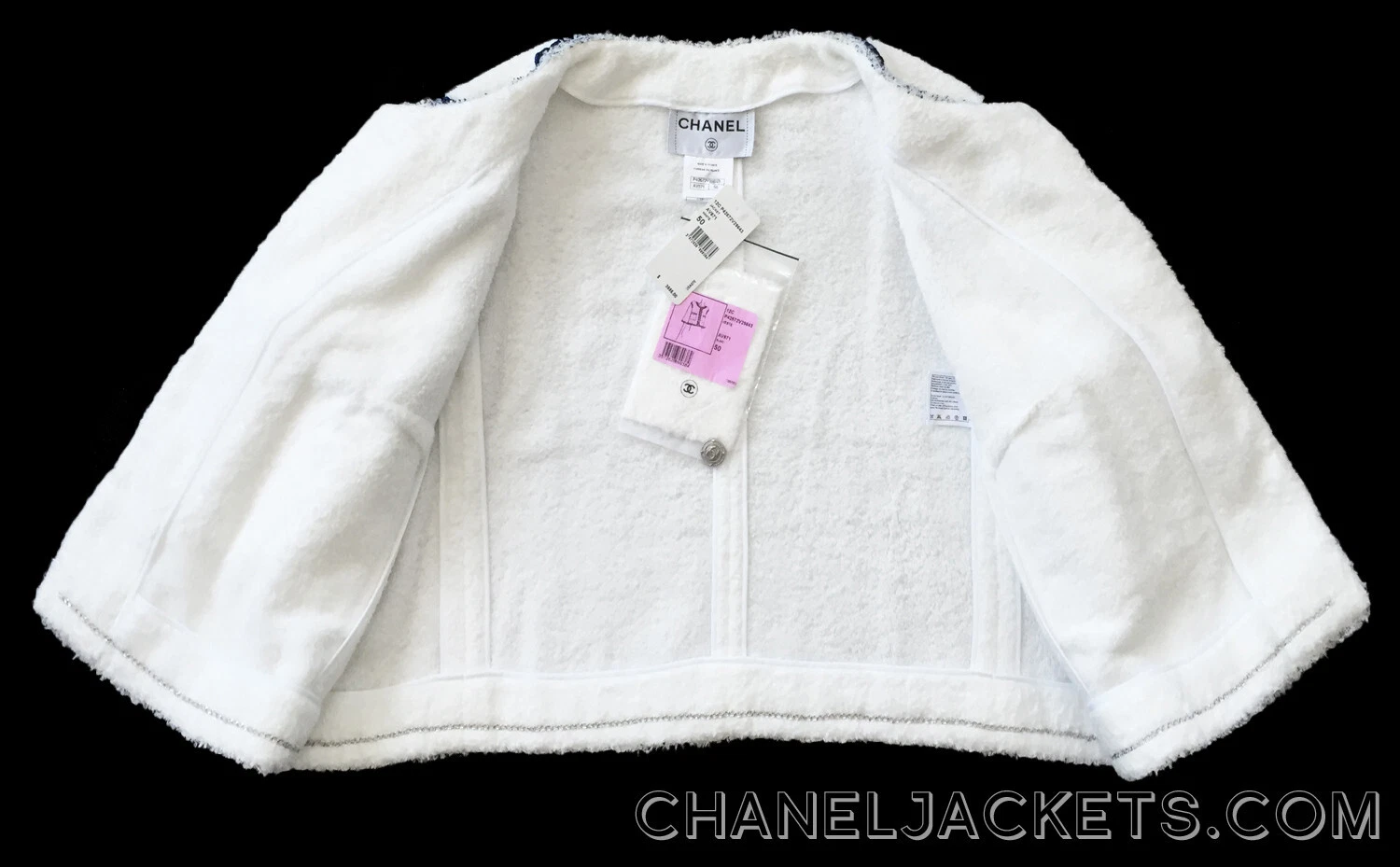 GIACCA TERRY CHANEL bianca $3 555 *PIÙ RICERCATA* * FR 48 50 US 12 ~ NUOVA con etichette