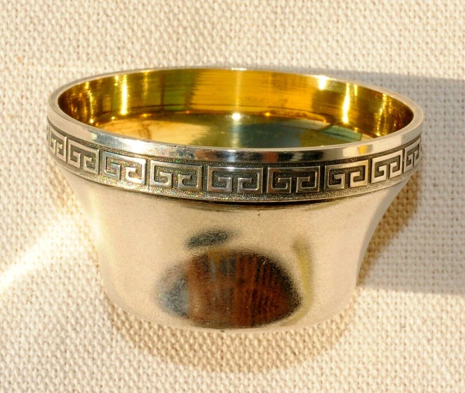 俄罗斯 SOVIET 银盐 CELAR 茶 KOVSH BOWL EGG CUP PAN PIN GOLD GOBLET BOWL — 第 2/4 张图片