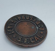Vintage Levi Strauss  Co S. F. Cal Round Belt Buckle Brass 