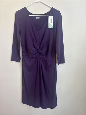 Lands' End Dress Small 3/4 Sleeve Faux Wrap Knit Tie Front Midi Purple Stretch | eBay Lands' End Dress Small 3/4 Sleeve Faux Wrap Knit Tie Front Midi Purple Stretch | eBay