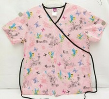 Disney's Pink Tinkerbell Amuse Me Scrub Top Medium EL