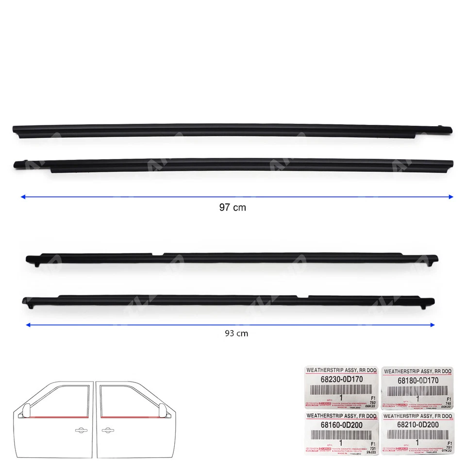 Fits Toyota Vios NCP NSP15 2013 - '16 Set 4Dr Outer Weatherstrip Door Belt - Image 4 of 4