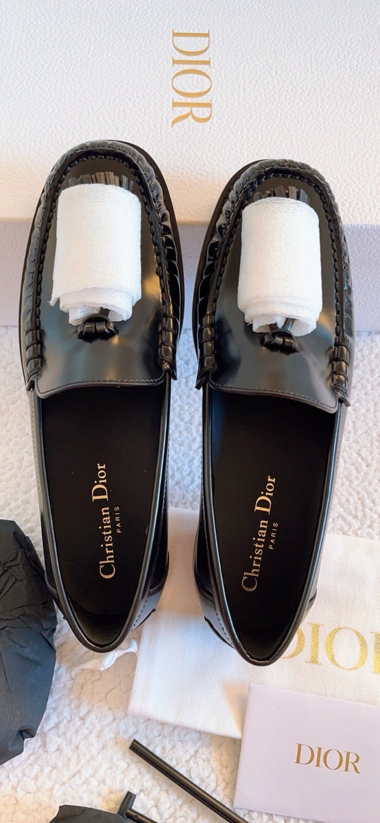 $1150 Dior Women's Black D-Academy Leather Loafers Size 38/8 $1150 Dior Women's Black D-Academy Leather Loafers Size 38/8