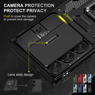 Für Samsung S24 FE S23 Ultra S22 A34 Armor Ring Bracket Case Cover +Schutzfolie