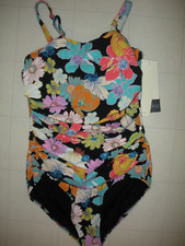 Profile by Gottex Rising Sun Floral 1 PC Underwire Swimsuit Sz 12 D Cup NWT