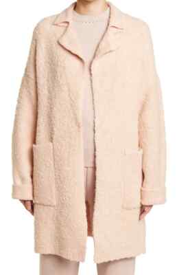St. John Rose Quartz Light Weight Loop Knit Notch Collar Coat XL $1395