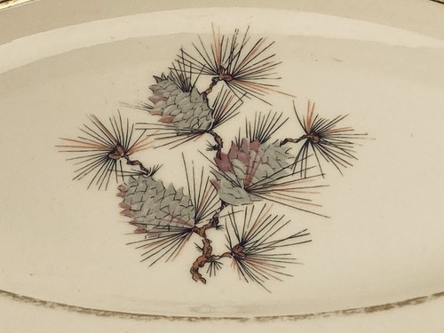 Cunningham & Pickett 22Kt Princess Pinecone H5259 Sm Oval Serving Plate 8.25" - Picture 2 of 6
