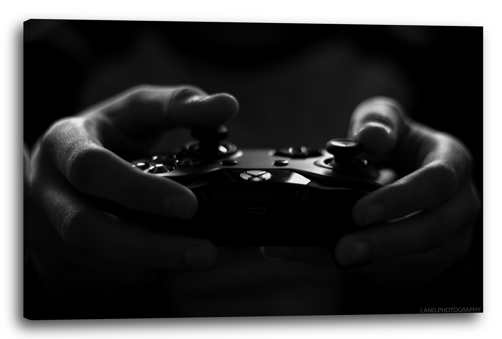 Lienzo/Marcos Gamer tiene controlador de juego en la mano decoración de pared d