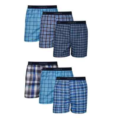 #ad 3 or 6 Hanes Mens Tagless Boxer With Exposed Waistband Multi Packs Small 3X $52.99