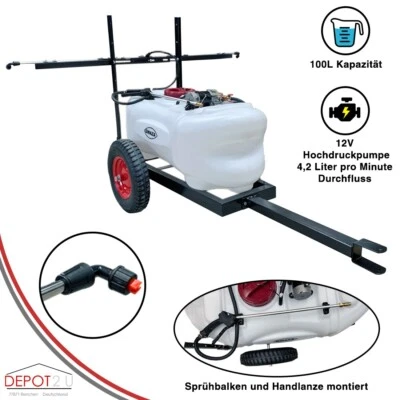 GWAZA ATV Anhänger Sprühgerät 100 Liter für Quad Anhänger Sprayer für Flüssigdünger