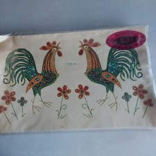 Vintage Meyercord Decals Rooster Chicken Blue, Green, Red, Gold Retro Kitchen