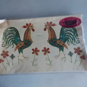 Vintage Meyercord Decals Rooster Chicken Blue, Green, Red, Gold Retro Kitchen