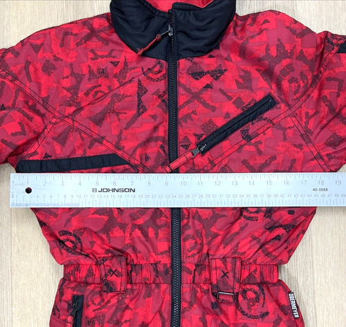 Obermeyer Kids Size 7 ReversibleSnowsuit Ski Suit Black & Red Belted Vintage - Picture 9 of 24