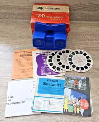 Vintage Viewmaster Model E Viewer 50er Jahre seltene blaue Version verpackt selten Q762