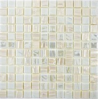 Mosaik Fliese Eco Recycling Glas Weiß Metallic KüChe 355-11 | 10 Mosaikplatten