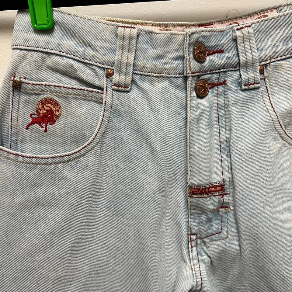 Vintage Paco Red Bull Jeans Pants Unique Embroidered VERY RARE size 29x30 y2k - Image 3 of 4