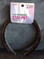 CVS BEAUTY 360 STAY-PUT COMFORT FIT FLAT PLASTIC HEADBANDS 3 COUNT - NEW