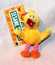 NEW WITH TAG 2003 SESAME STREET ELMO BIG BIRD KEYCHAIN WITH BACK ZIPPER 5" PLUSH