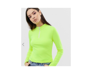 neon yellow high neck top