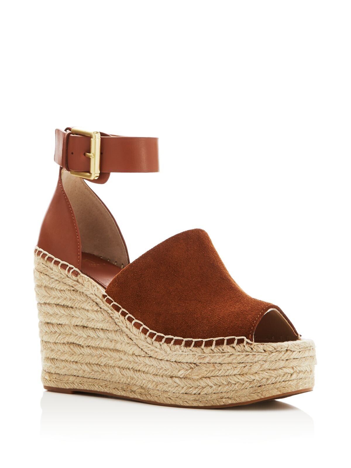 Женские коричневые эспадрильи MARC FISHER на платформе Adalyn Wedge из кожи на танкетке 9,5 М