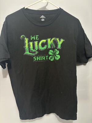 St Patricks Day Mens Shirt L Black Luck Me Lucky Shirt Short Sleeve Cotton Tee
