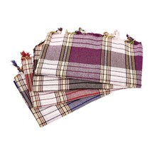 4-er Set Pestemal Lendentuch Hamamtuch Saunatuch schwarz blau rot beere kariert