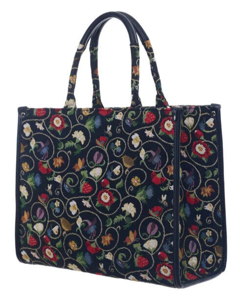 Signare Jacobean Dream Tapestry City Handbag Cross Shoulder Grab Bag Black Fun