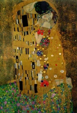The Kiss Figures by Gustav Klimt Oil Painting Hand Painted Repro on Canvas