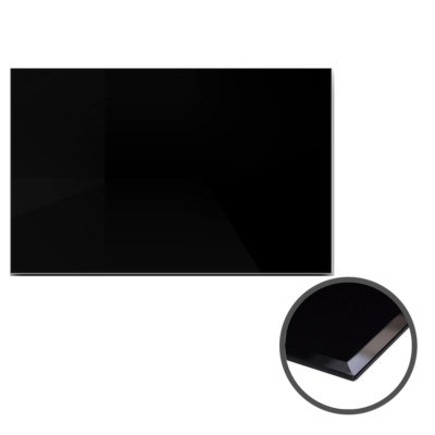 Kaminofen Glasplatte Rechteckig 120x65cm Bodenplatte schwarz mit Facettenschliff