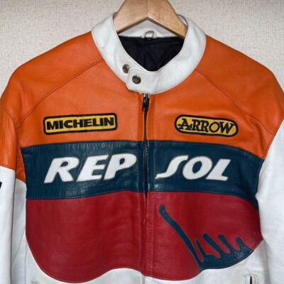 HONDA Racing Jacket Leather Vintage Size M 1990s | eBay