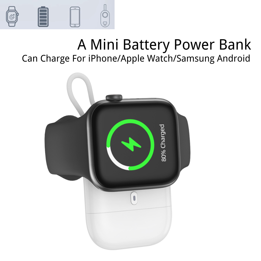 3-in-1 Mini Power Bank Magnetic Battery Charger For Apple iWatch iPhone Android