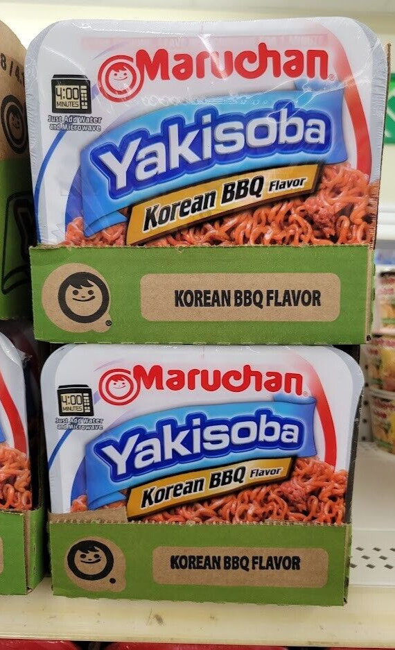 Fideos Maruchan Yakisoba Coreano Barbacoa Sabor Japonés Ramen 4,12 oz (Paquete de 32)