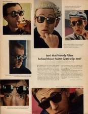 Isn’t that Woody Allen behind those Foster Grant Clip-On Sunglasses? Ad 1967 L