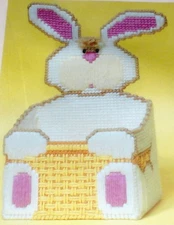 1986 Bunny Rabbit Basket Plastic Canvas Kit NIP 11x5x3"