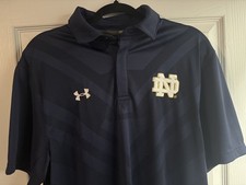 Under Armour Notre Dame Large Mens Shirt Polo Knit Stretch Performance Golf