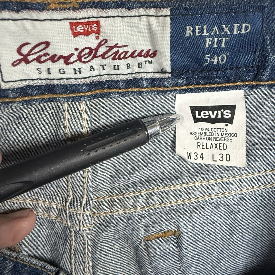 Jeans Levi's 540 Naranja Tab 34x30 Vintage Años 90 Calce Relajado Azul Denim México Foto 4 de 4