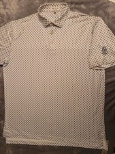 Peter Millar Polo Shirt Men Large White Summer Comfort Skull Stretch Golf Tennis