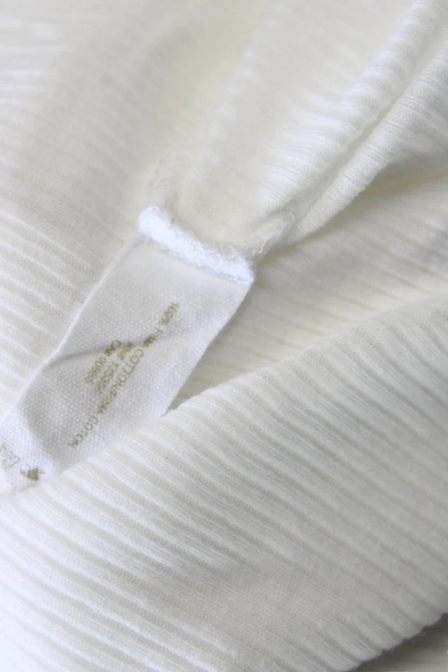 Camiseta tejida acanalada cuello redondo manga larga para mujer blanca algodón talla 0 Foto 4 de 4
