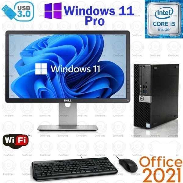 Windows 11 Dell i5 16G RAM 500GB SSD 23" LCD WiFi Desktop Computer PC Office