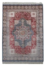 5X8 Red Tufted Pure Silk Rug Oriental Carpet 1000 KPSI (5'1" x 7'7")